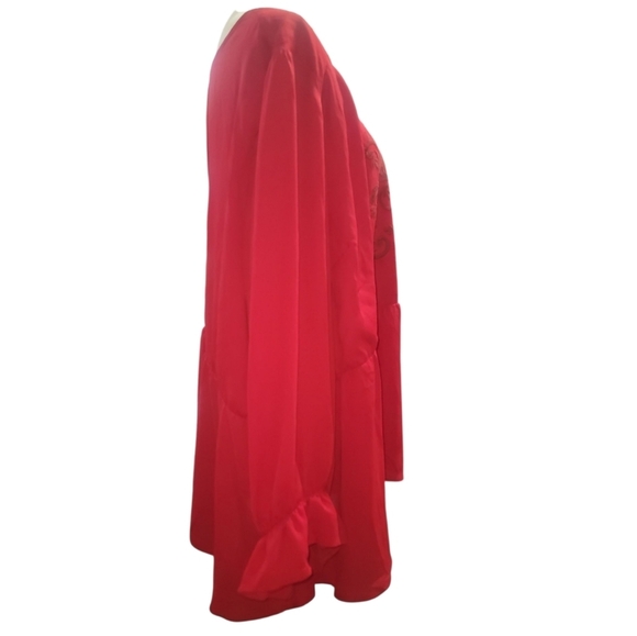 Torrid jester red embroidered georgette peplum long sleeve blouse 28 - Picture 10 of 12